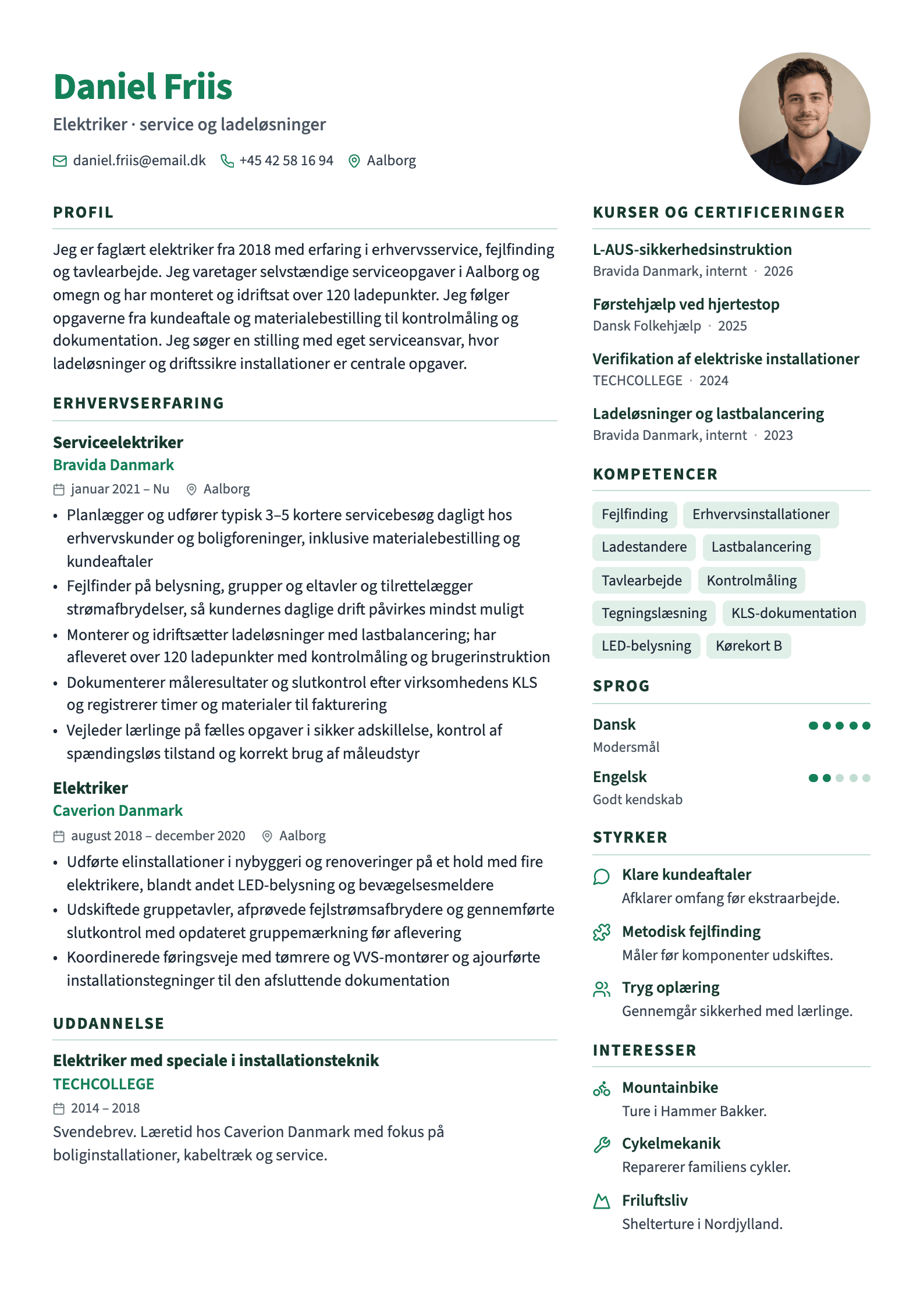CV-eksempel: Elektriker