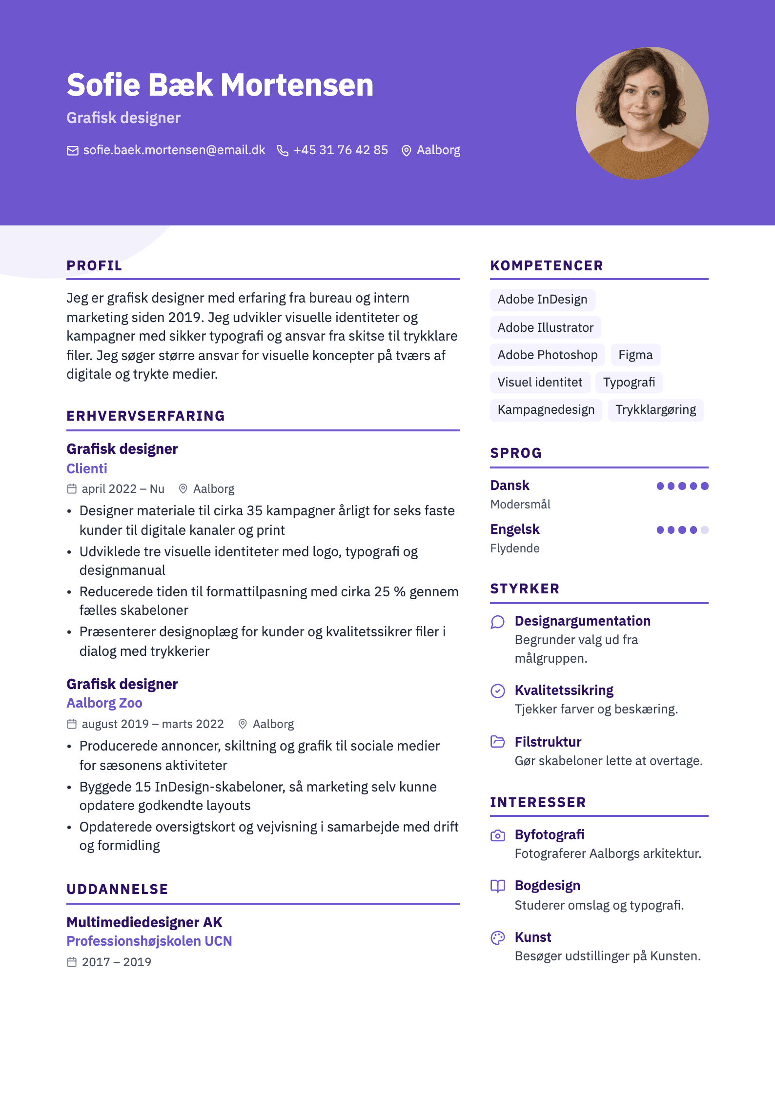 CV-eksempel: Grafisk designer