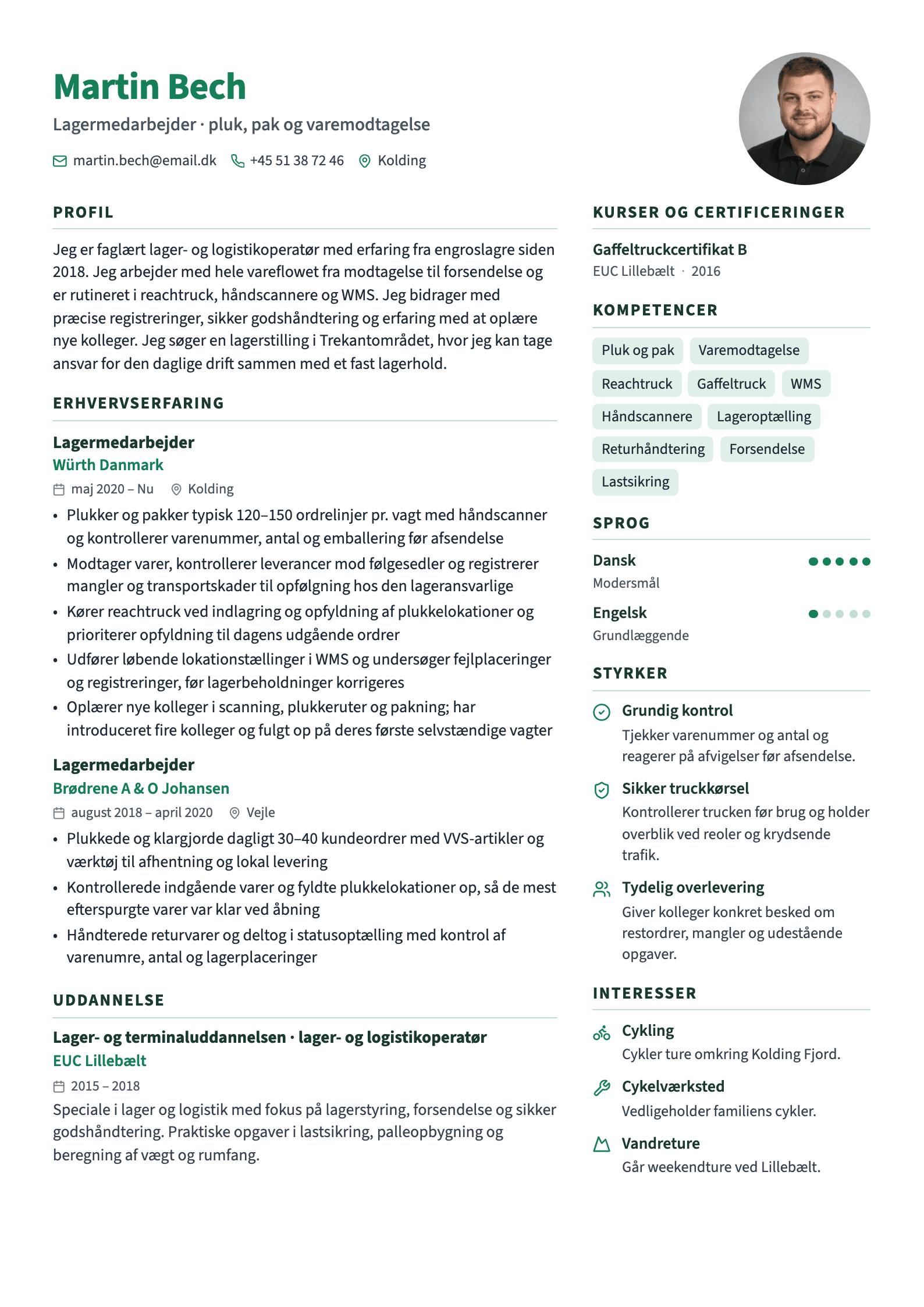 CV-eksempel: Lagermedarbejder