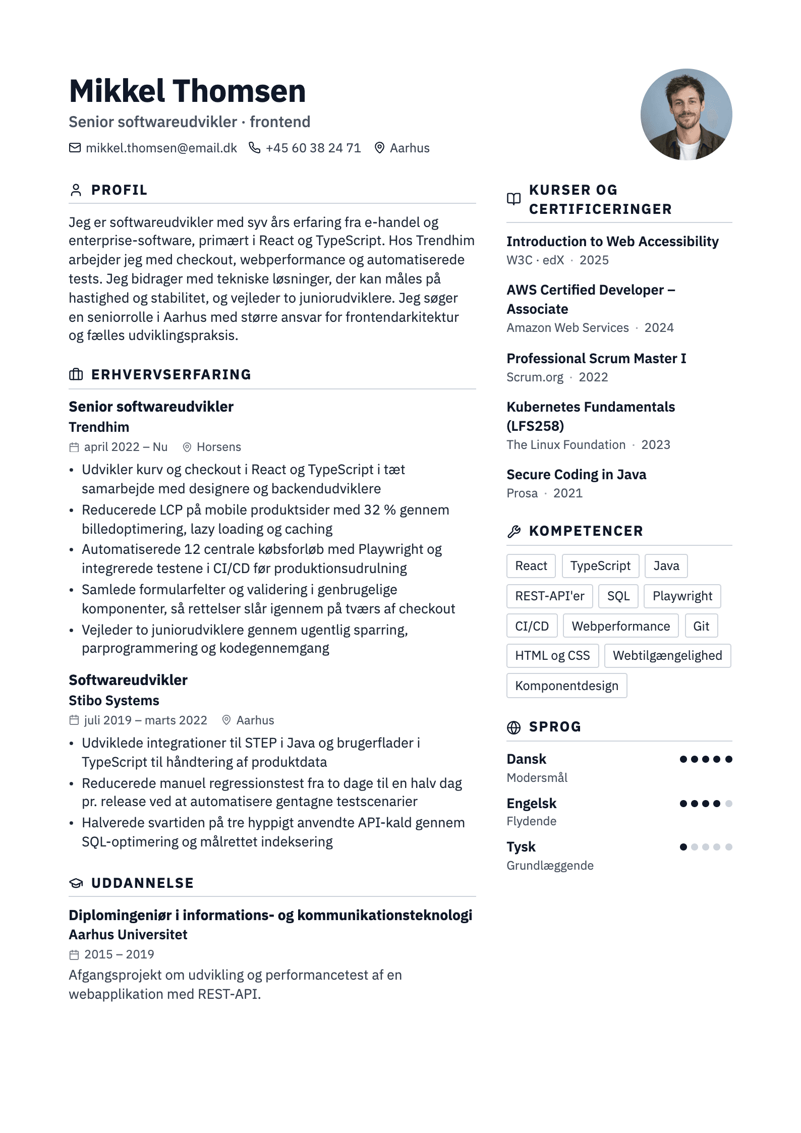 CV-eksempel: Softwareudvikler